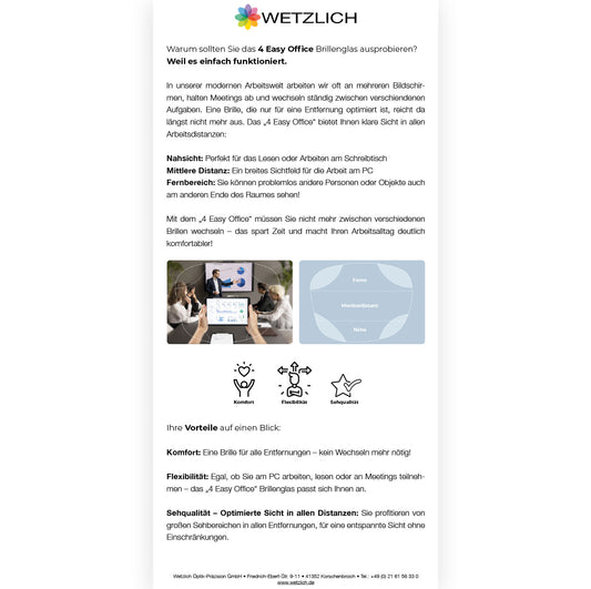 Das moderne Brillenglas für
alle Sehdistanzen am Arbeitsplatz!