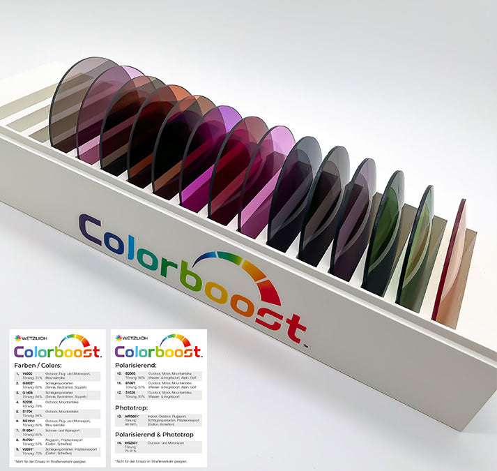 Colorboost™ Musterkasten – Vollsortiment Farben, Polarisierend & Phototrop