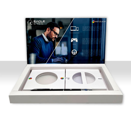 Blaulicht Filter Blocker Brillenglas Eagle Eyes Vorführbox Kunden